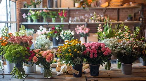Wallpaper Mural Finished bouquets on the table in the flower shop Torontodigital.ca