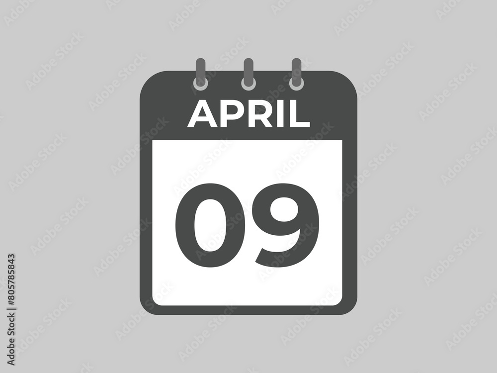 April 9 calendar reminder. 9 April daily calendar icon template. Calendar 9 April icon Design template. Vector illustration
April 9 calendar reminder. 9 April daily calendar icon template. Calendar 9 April icon Design template. Vector illustration