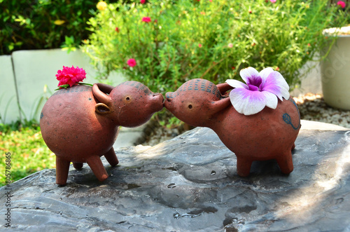 Cute buffalo decoration