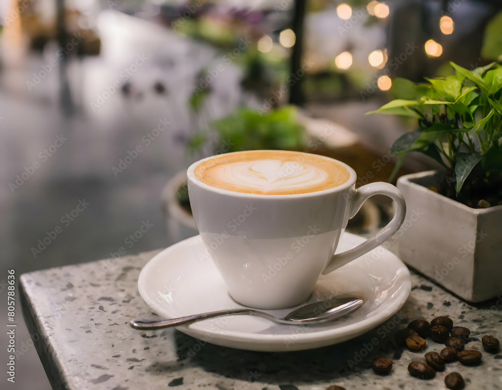 Obraz premium A Capuchino cup in cafe shop on digital art concept, Generative AI.