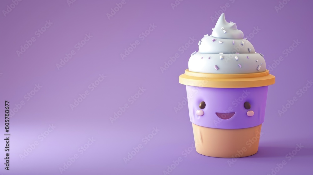 Cute isometric image of happy friendly grimace plump purple creature having a latte AI generated Cute isometric image of happy friendly grimace plump purple creature having a latte AI generated