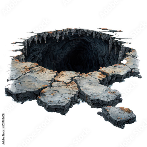 Black crack isolated on a transparent background