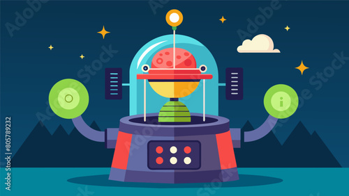 As if straight out of a scifi movie the Rational Thinking Machine glows and hums with a quiet efficiency.. Vector illustration