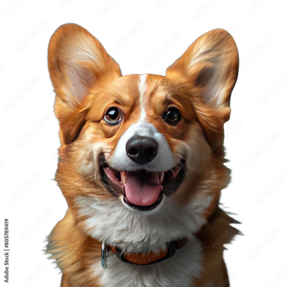 Happy puppy isolated on a transparent background