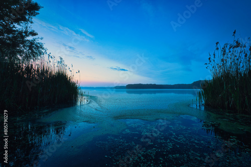 See im Abendrot - Boot - Sonnenuntergang - See - Wasser - Sunset - Sunrise - Colorful - Clouds - Sky - Sundown - Sun - Reed - Wünsdorf - Zossen - Brandenburg - Deutschland - High quality photo	 photo