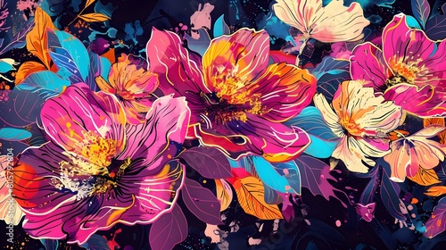 Vibrant Blossom Explosion A Scribble of Captivating Floral Energy Generative ai