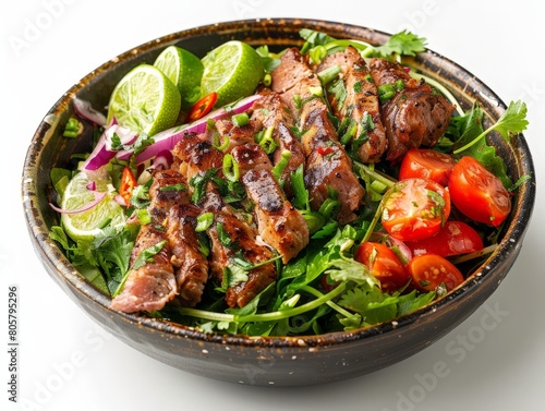 Thai grilled pork salad with chili lime dressing 