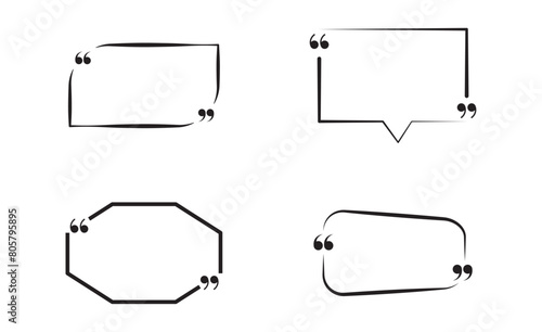 Quote box frame set.  Empty quotes boxes. Speech bubbles templates. Text quotes template on white background in eps 10.