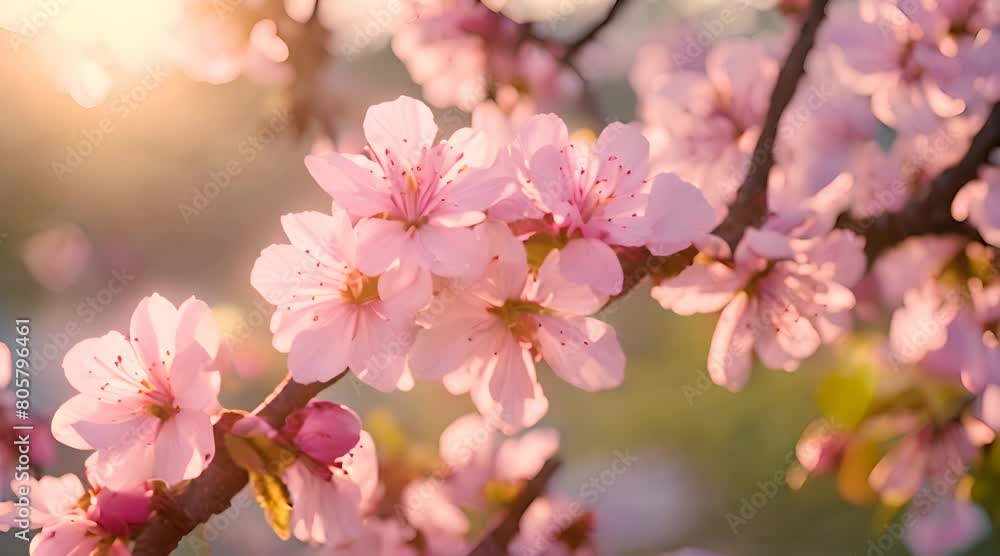 A Walk in Paradise: Cherry Blossoms and Sunset, a Symphony of Colors A Walk in Paradise: Cherry Blossoms and Sunset, a Symphony of Colors