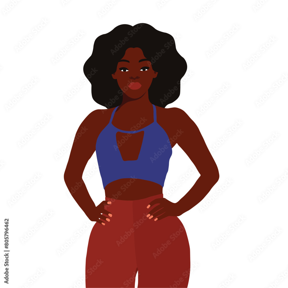 Afro black woman in elegant art style vector Afro black woman in elegant art style vector