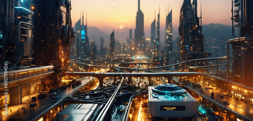 futuristic digital city