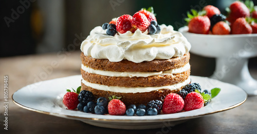 cake with fresh berries