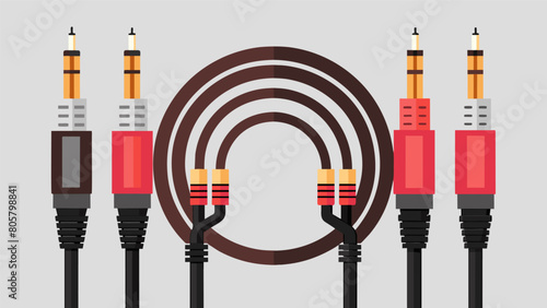 A set of premium speaker cables crafted with highgrade materials and meticulously shielded for maximum sound purity. Vector illustration