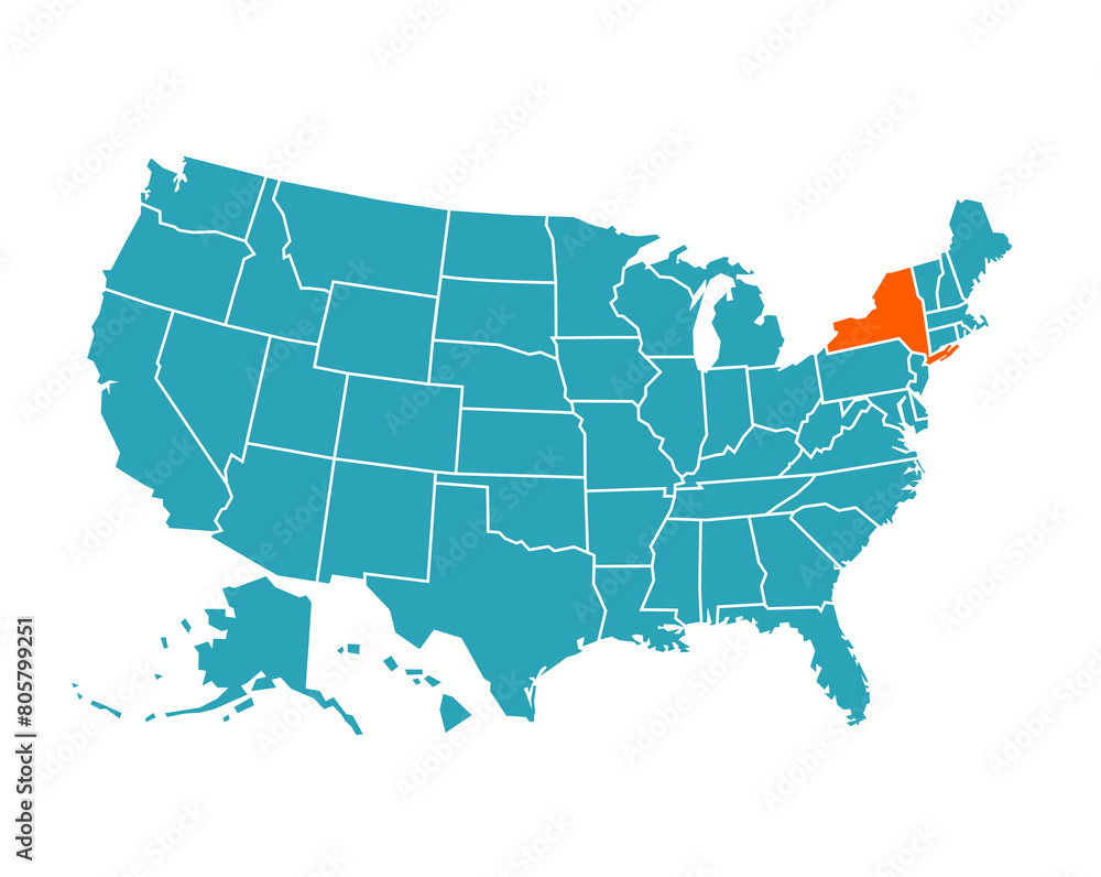 USA vector map with New York map prominent.