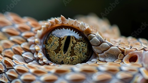 Vipers Eye Adorned with Baroque Flower Pattern A Study in Keen Vision and Focus Generative ai photo