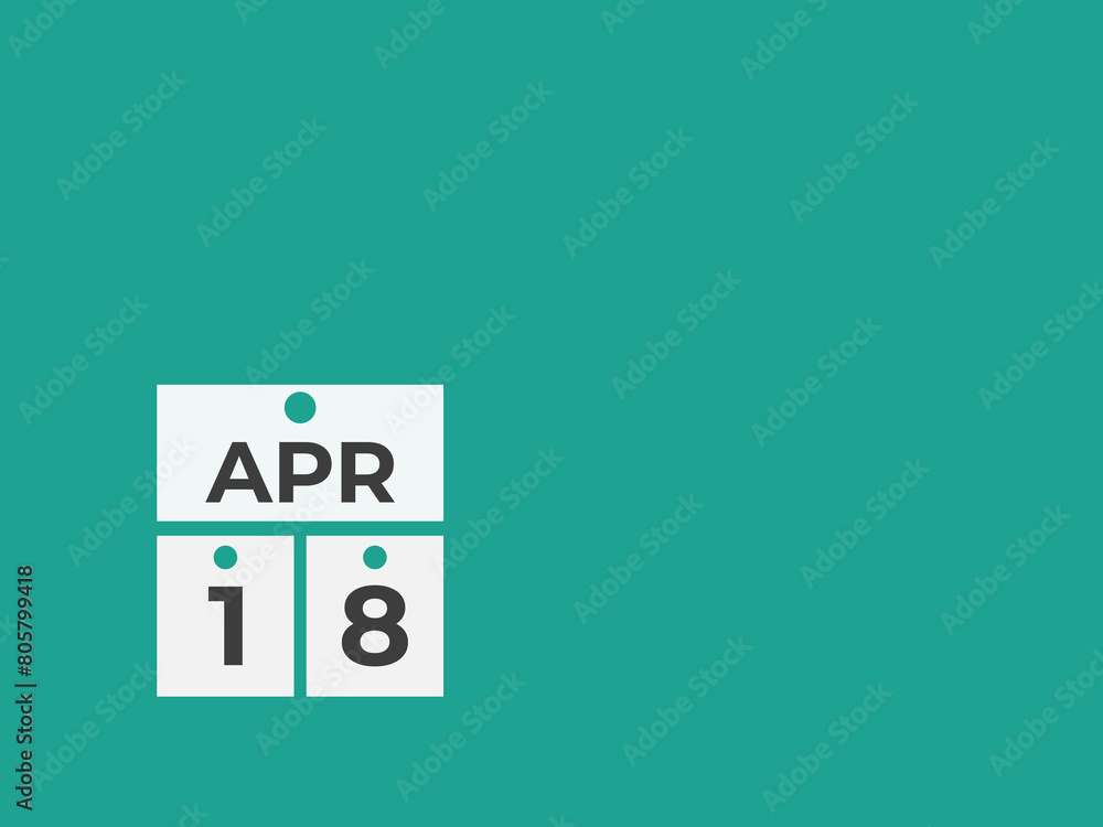 April 18 calendar reminder. 18 April daily calendar icon template. Calendar 18 April icon Design template. Vector illustration
April 18 calendar reminder. 18 April daily calendar icon template. Calendar 18 April icon Design template. Vector illustration