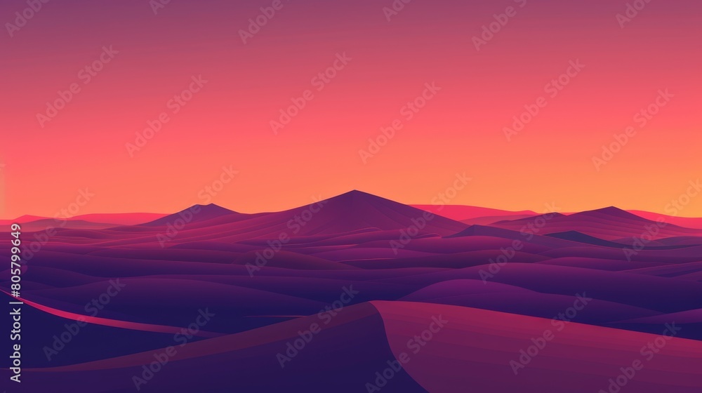  hills in foreground, sun setting over the horizon
