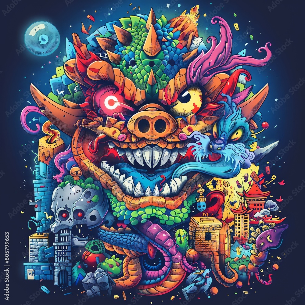 Fototapeta premium Artwork inspired by a complex and intriguing board game concept