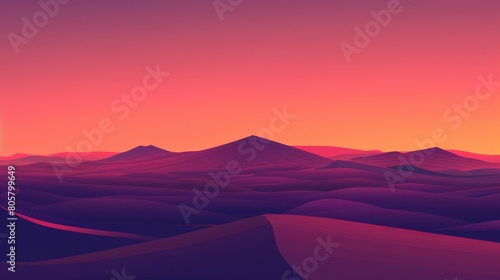  hills in foreground, sun setting over the horizon