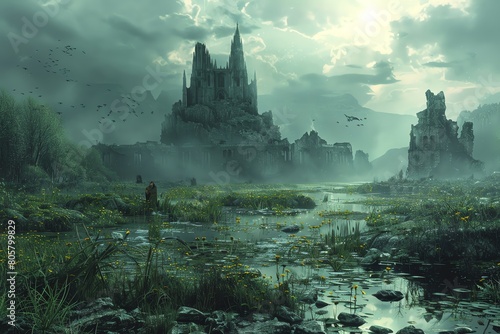 concept of justice in a fantastical marsh landscape