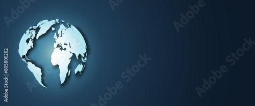 Global Isolated World map Blue blank.  Globe World map blank.