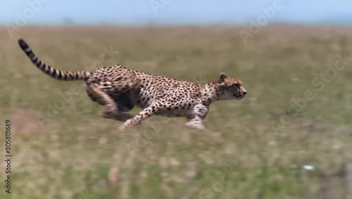 Wild Cheetah Running Slow Motion Side View