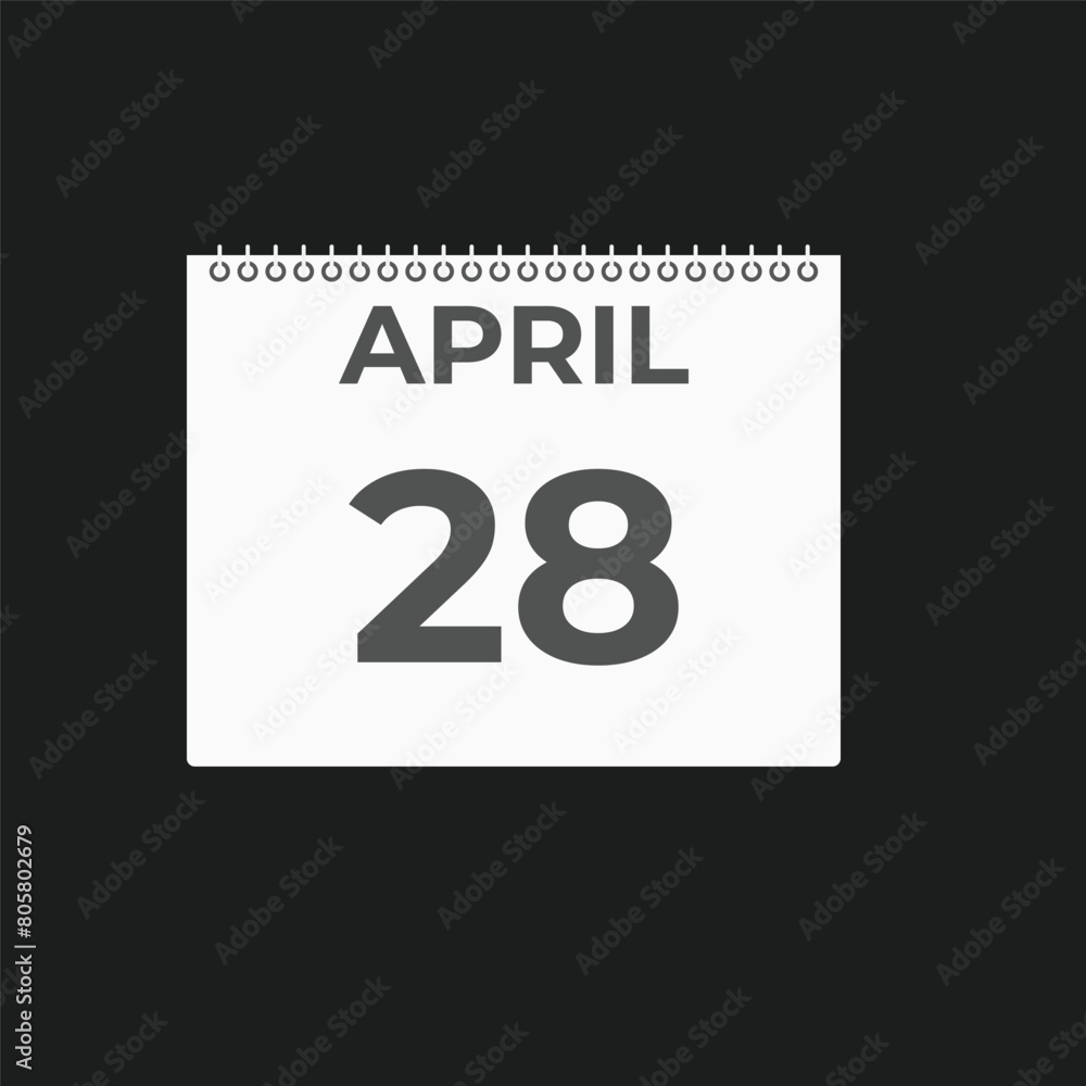 April 28 calendar reminder. 28 April daily calendar icon template. Calendar 28 April icon Design template. Vector illustration
