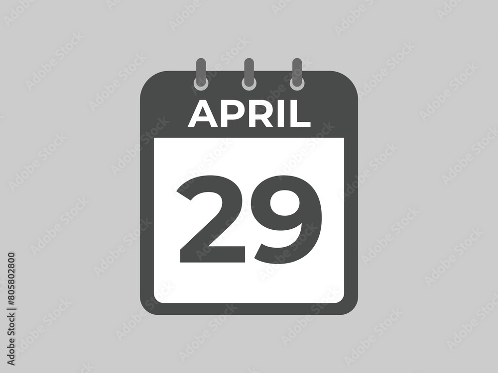 April 29 calendar reminder. 29 April daily calendar icon template. Calendar 29 April icon Design template. Vector illustration
April 29 calendar reminder. 29 April daily calendar icon template. Calendar 29 April icon Design template. Vector illustration