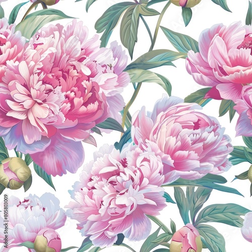 pink Watercolor Flower seamless pattern On white background , Floral pattern , illustration , 