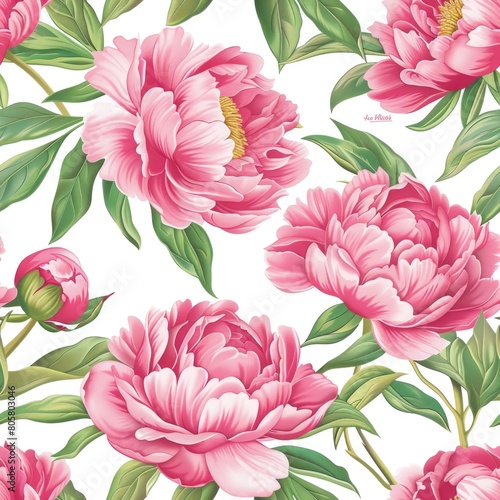 pink Watercolor Flower seamless pattern On white background   Floral pattern   illustration    