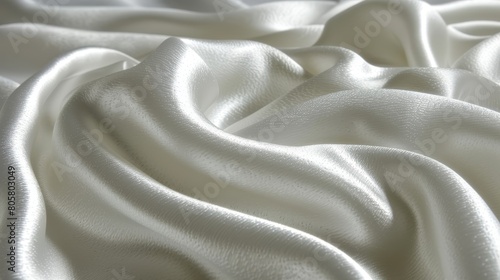   A tight shot of a white fabric with wavy patterns at its upper and lower edges © Mikus