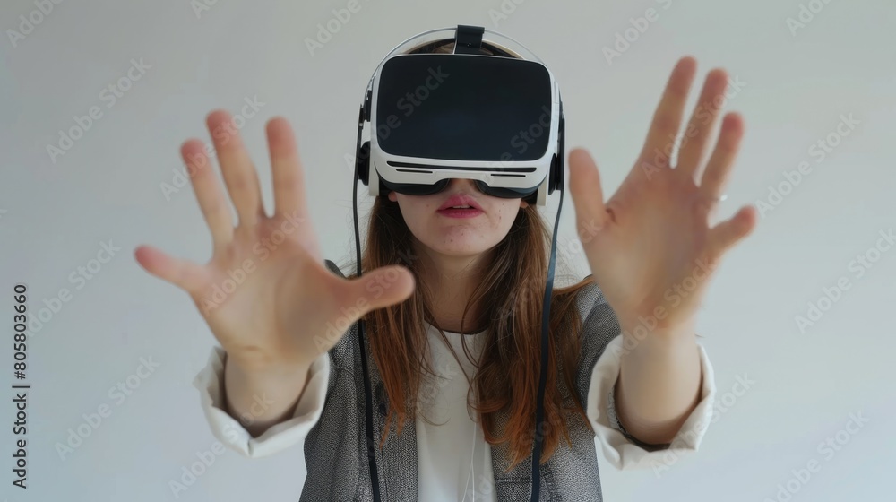 Woman Experiencing Virtual Reality. Woman Experiencing Virtual Reality.