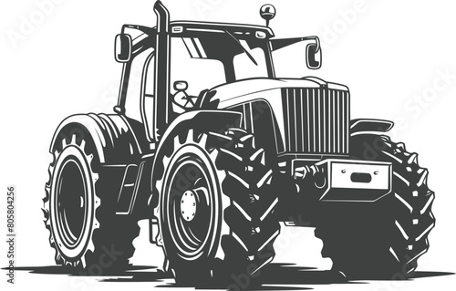 Silhouette of a tractor illustration vector with tractor icon and logo on white background