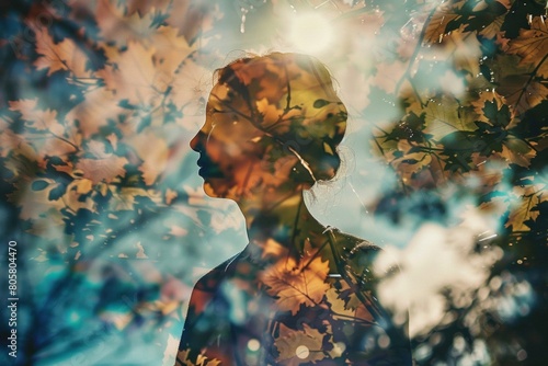 Double Exposure Woman in Nature Silhouette 