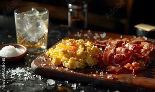 scrambled eggs and bacon for breakfast