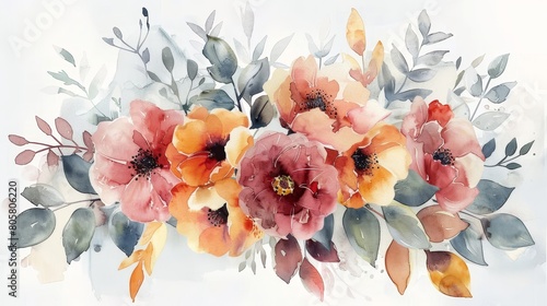 watercolor Exquisite watercolor painting of a bouquet of flowers. Perfect for adding a touch of beauty to any room.