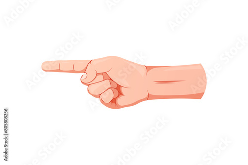 Pointing finger gesture isolated on white background.