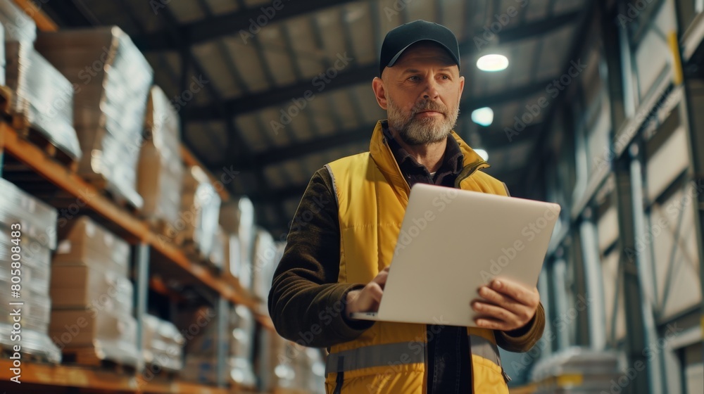 The Warehouse Worker with Laptop