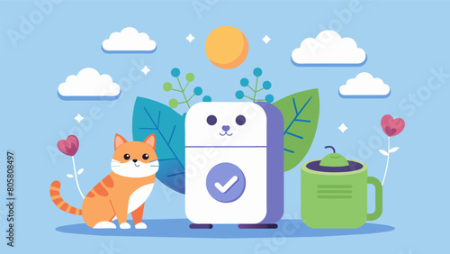 Replace harsh chemicals and artificial scents with this allnatural and ecofriendly pet air purifier that cleanses the air without harming your furry. Vector illustration