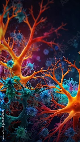 Braincells in vibrant colors photo