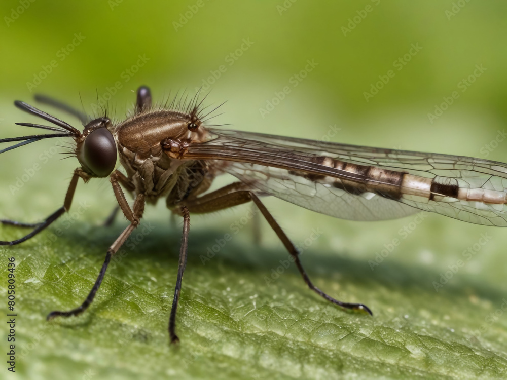 Closeup on a dance fly, Empis livida sitting on a green leaf
Closeup on a dance fly, Empis livida sitting on a green leaf