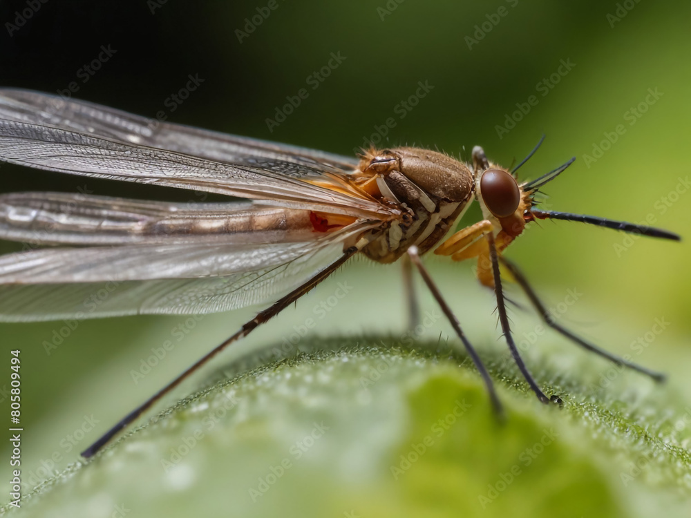 Closeup on a dance fly, Empis livida sitting on a green leaf
Closeup on a dance fly, Empis livida sitting on a green leaf