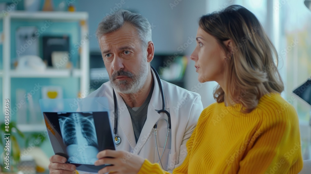 Obraz premium Doctor Discussing X-Ray Results