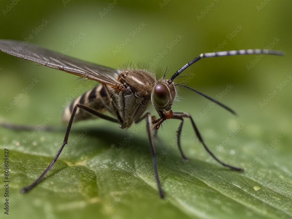 Closeup on a dance fly, Empis livida sitting on a green leaf
Closeup on a dance fly, Empis livida sitting on a green leaf
