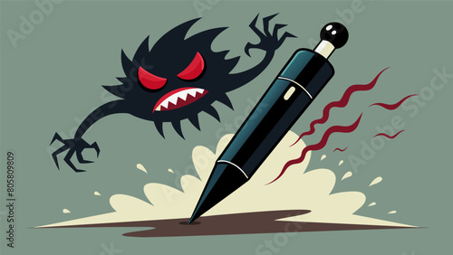 The pen seems to be possessed by some dark force as it aggressively etches out frightening words that seem to leap off the page..