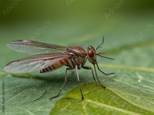 Closeup on a dance fly, Empis livida sitting on a green leaf   © MUHAMMAD