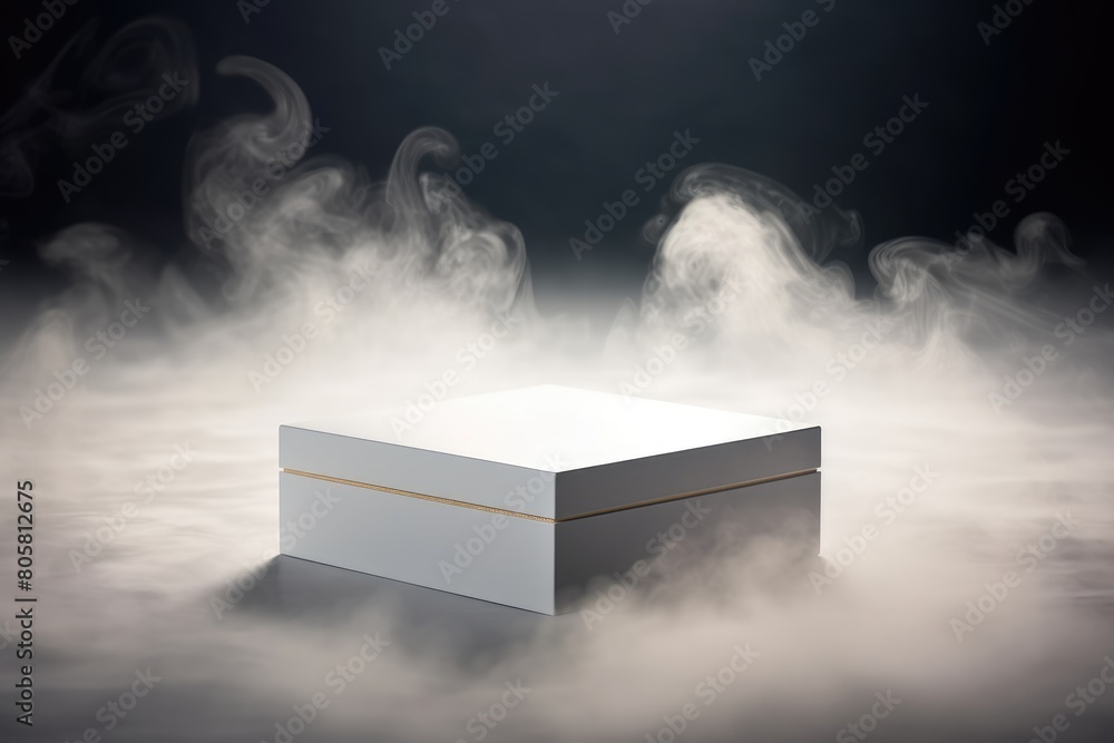 white jewelry box with fog background white jewelry box with fog background