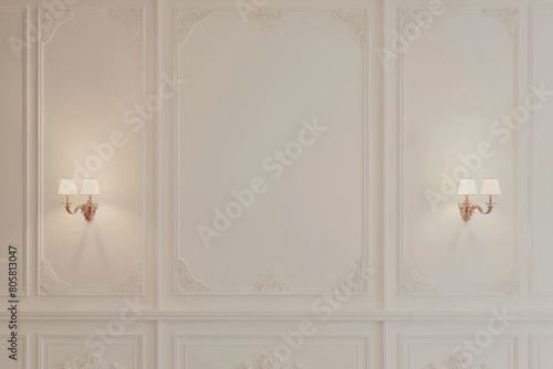 classic white wall with two lights and space in the middle