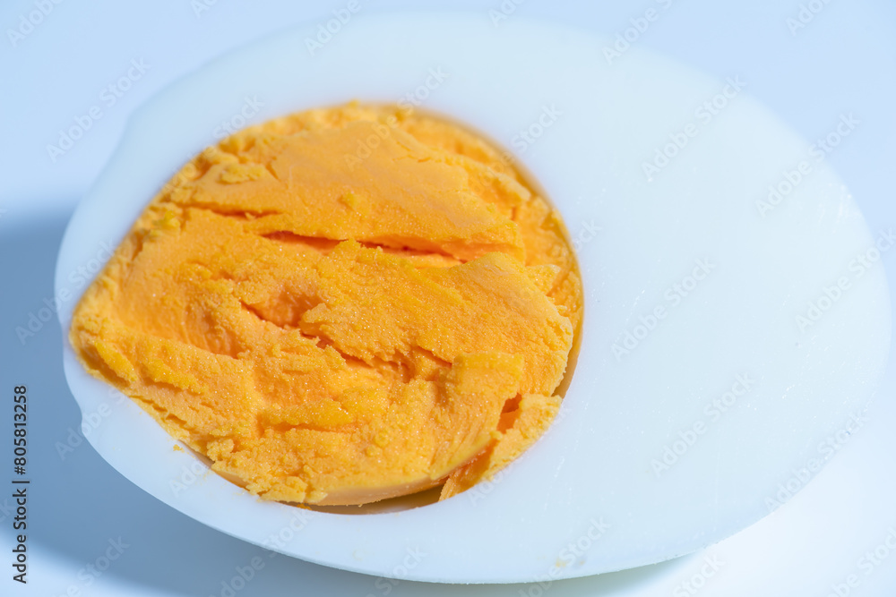 Cooked egg isolated on white background,Close up of egg yolk Cooked egg isolated on white background,Close up of egg yolk