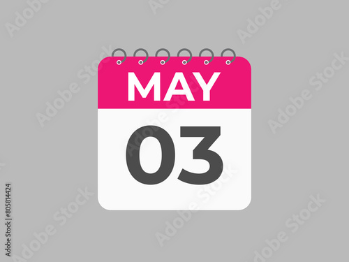 May 3 calendar reminder. 3 May daily calendar icon template. Calendar 3 May icon Design template. Vector illustration
